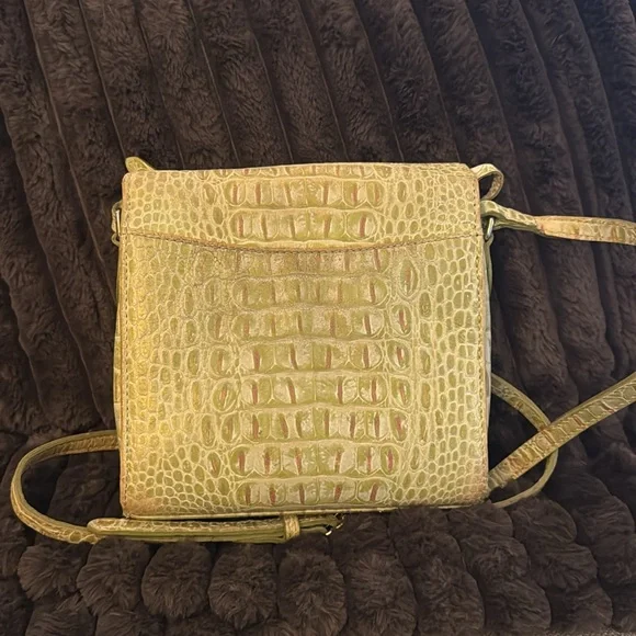 Vintage Dooney & Bourke Purse Orange Canvas Leather Croc Flap Crossbody Bag - Picture 3 of 8